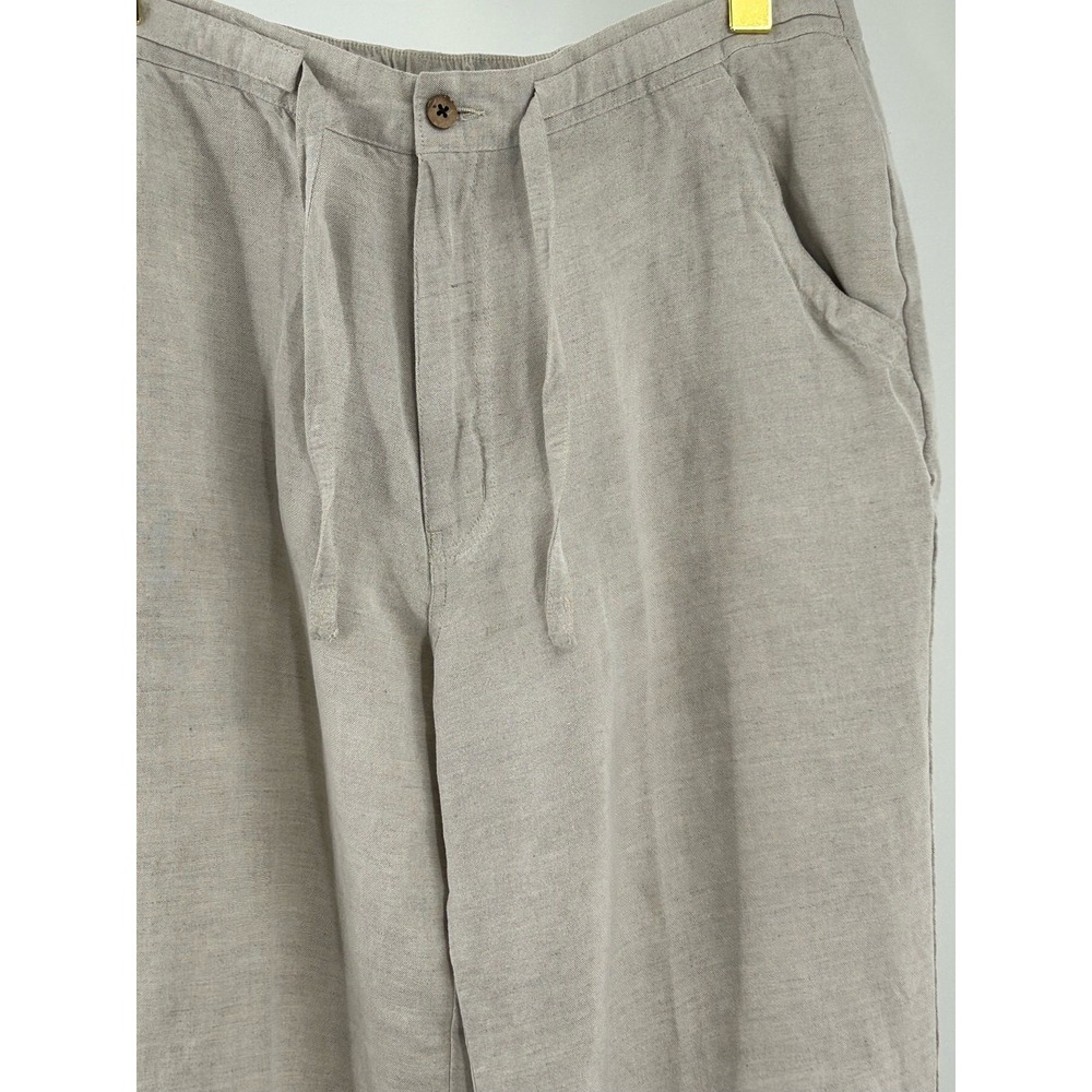 Cubavera Men Linen Blend Drawstring Elastic Waist Pants Tan Beige Medium 32-34 - Picture 9 of 9